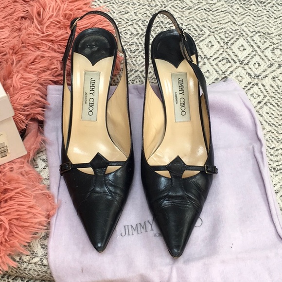 Like new Jimmy Choo navy sling back heels - Picture 2 of 5